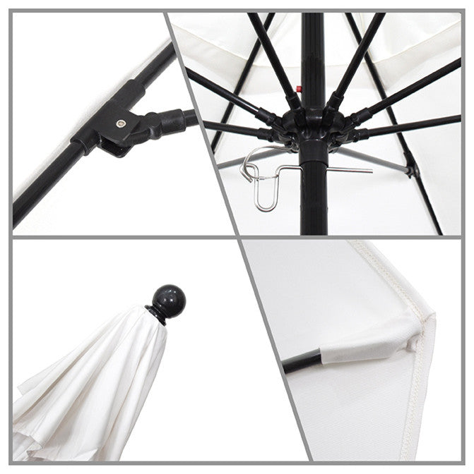 7.5'  Black Push Lift Fiberglass Umbrella, Sunbrella, Tuscan