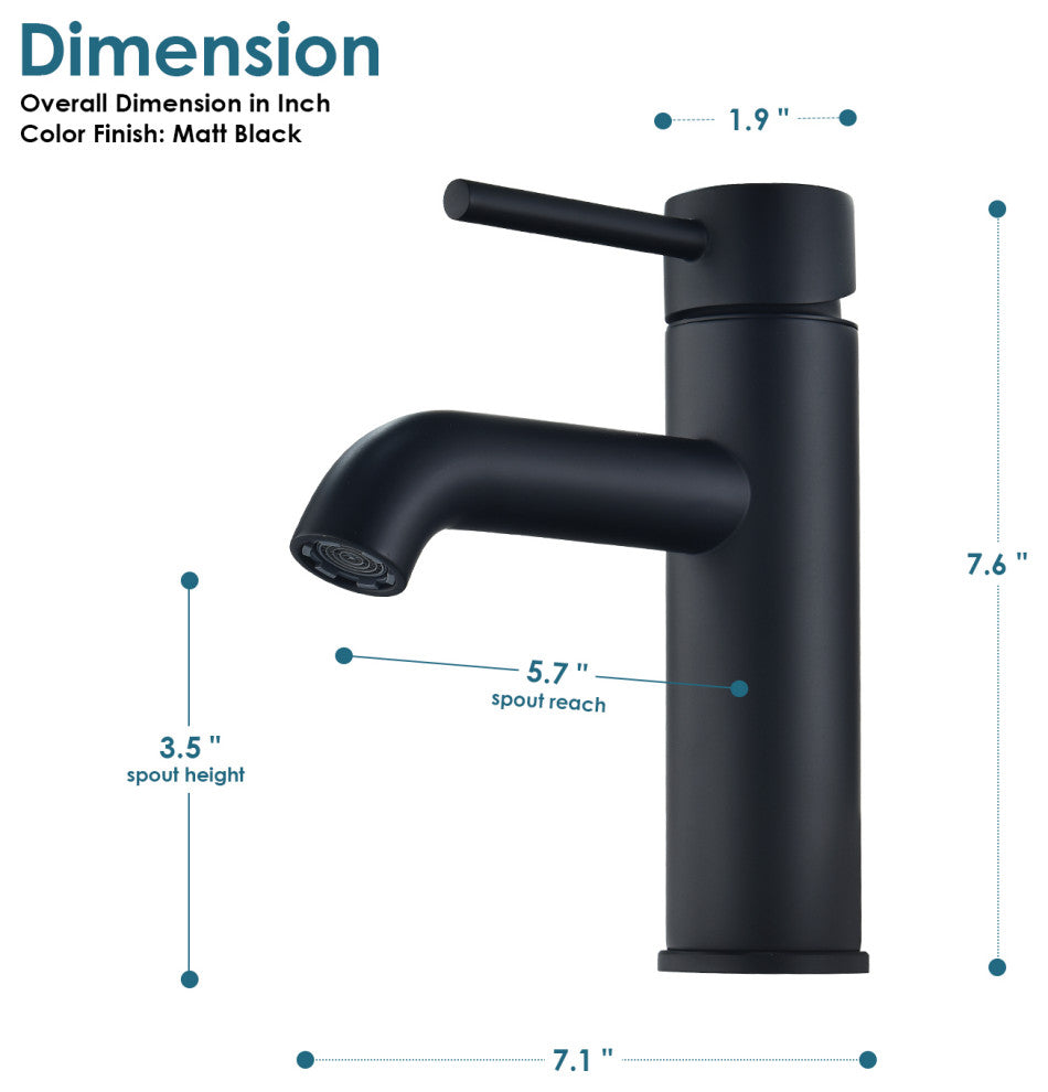 Tubize Single Hole Single-Handle Bathroom Faucet, Matte Black