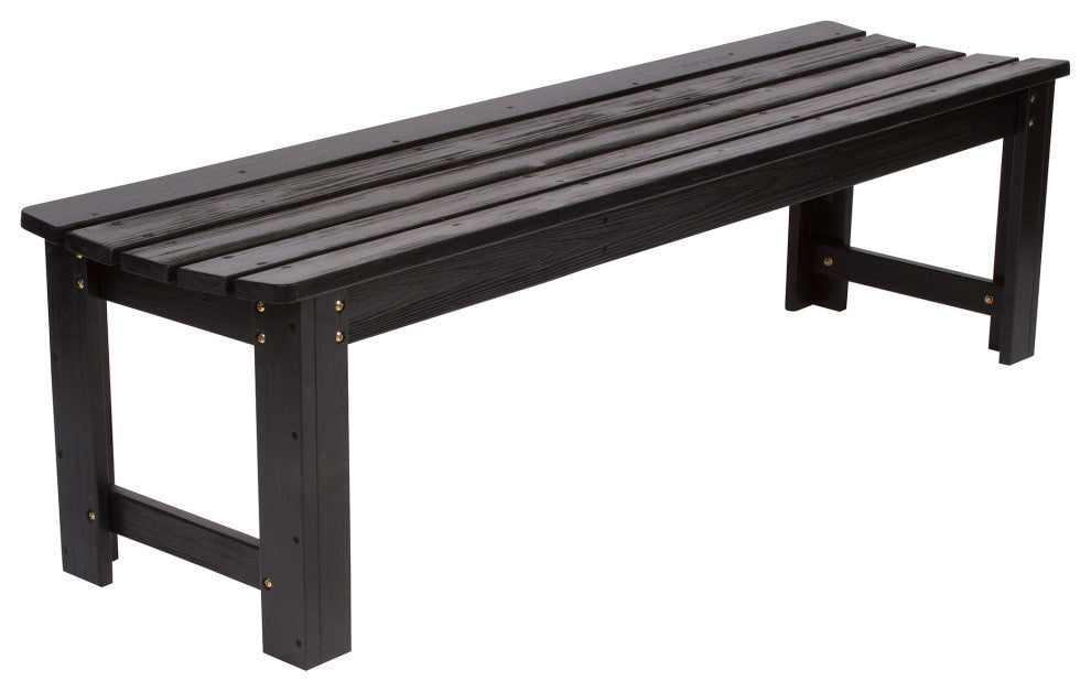 Shine Company 5' Backless Garden Bench With HYDRO-TEX, Black
