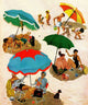 "Couples at the beach" Painting Print on Canvas by George Hughes