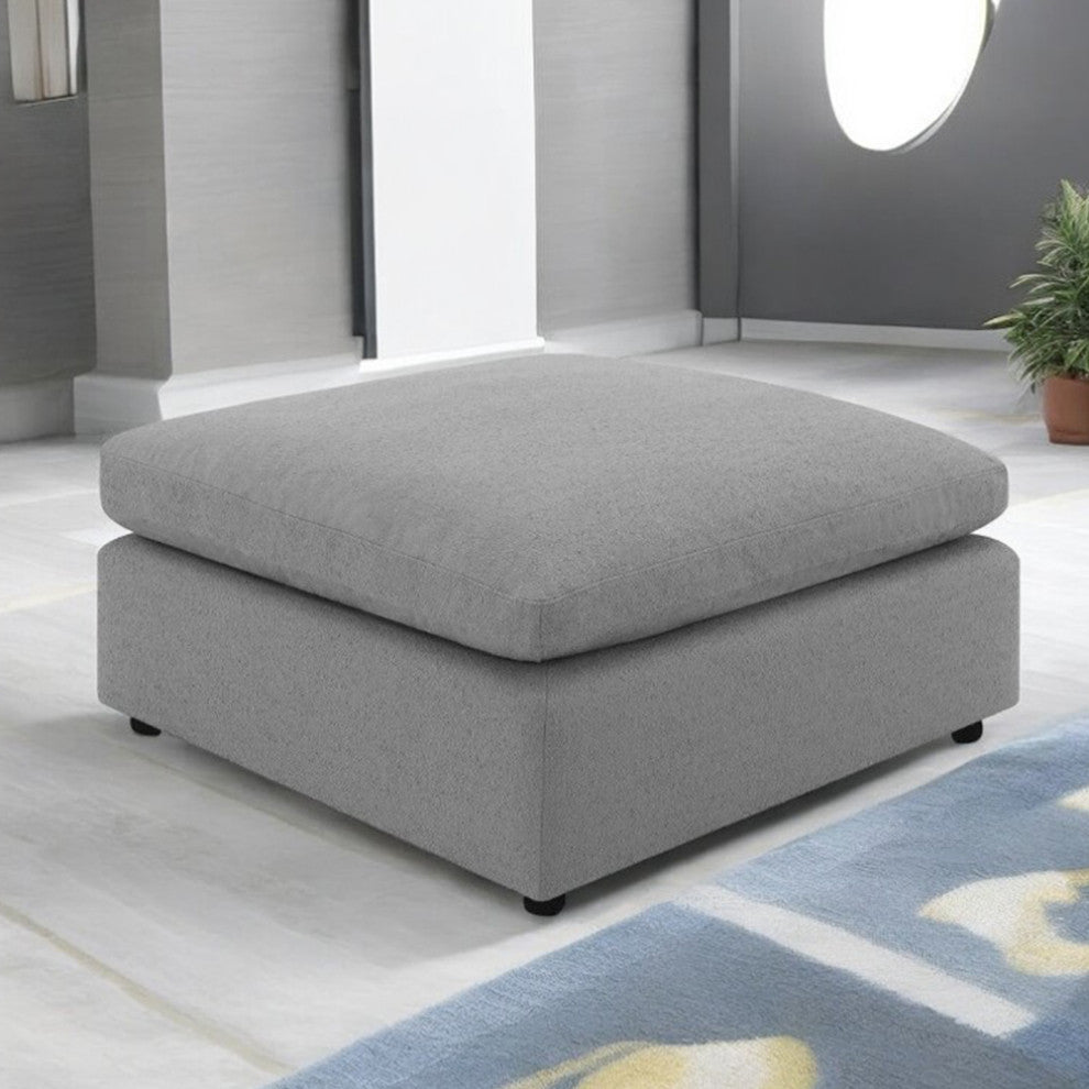 Upholstered Ottoman With Round Legs, Gray