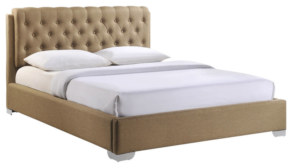 Modern Contemporary Bedroom Bed Frame Latte, Queen
