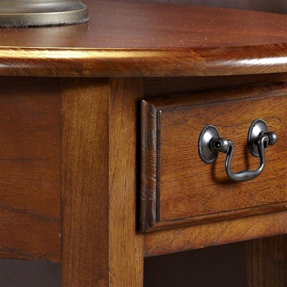Leick Furniture Wood Oval End Table in Medium Oak Wood