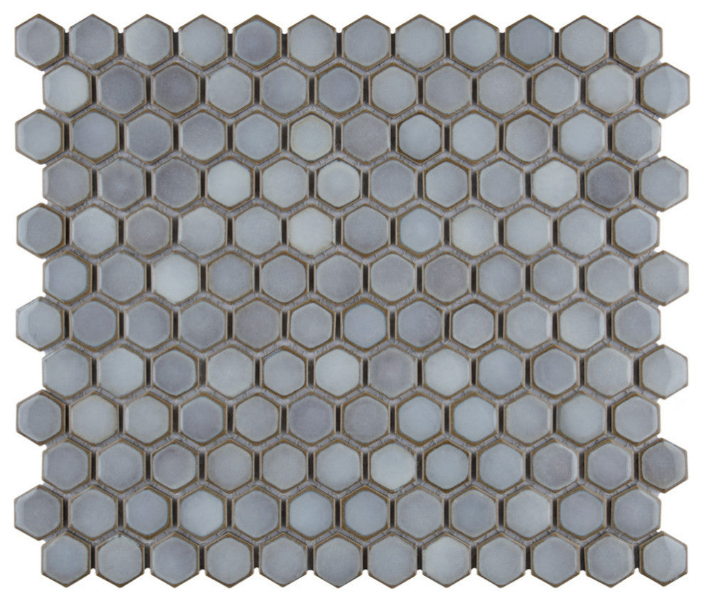 Hudson 1" Hex Grey Eye Porcelain Floor and Wall Tile