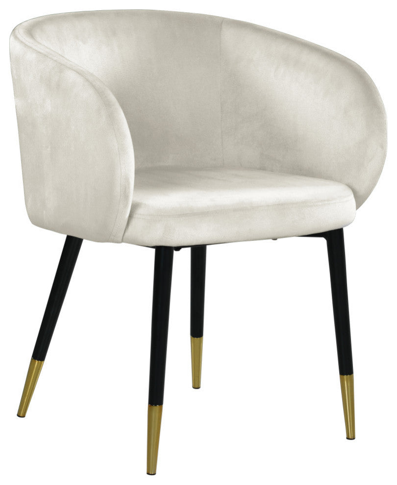 Louise Velvet Dining Chair, Cream
