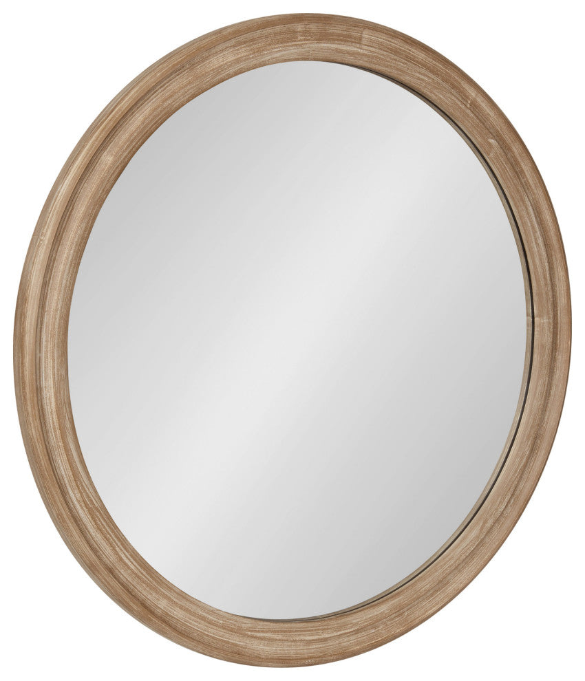 Mansell Wood Framed Wall Mirror, Brown 28 Diameter