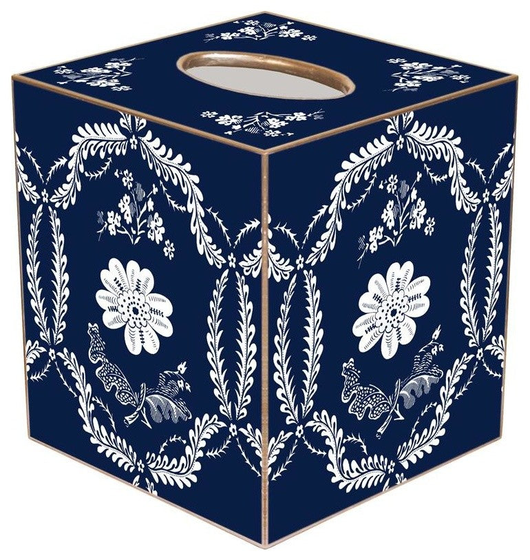TB436 - Navy Provencial Tissue Box Cover