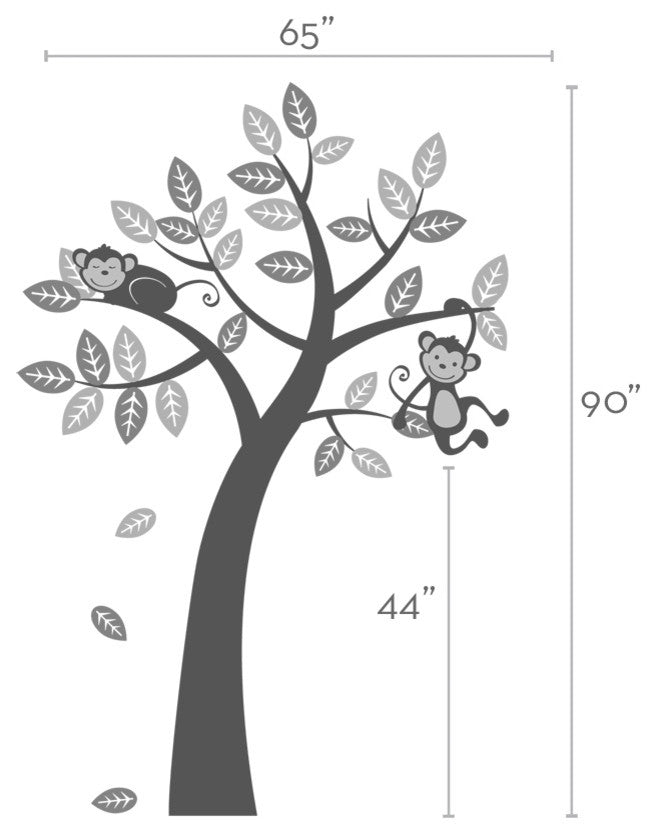 Tree Wall Decal With Monkeys, Scheme B