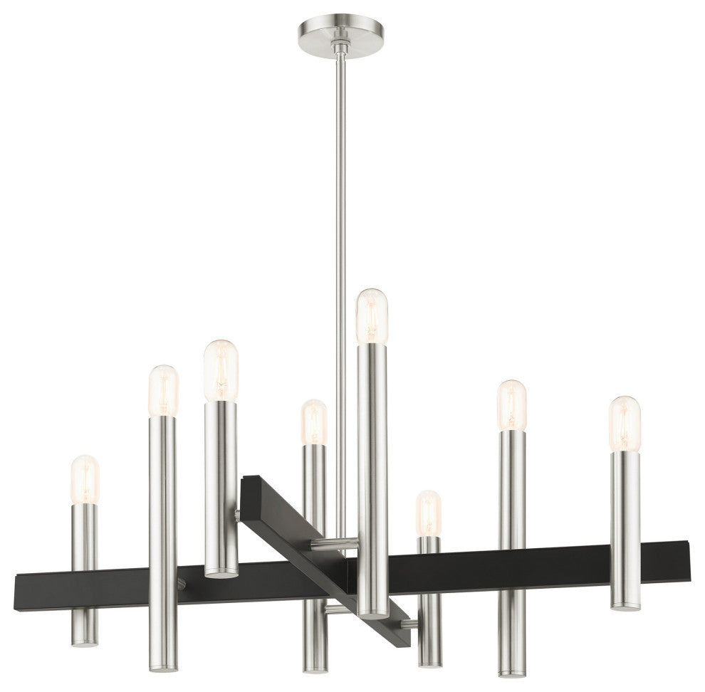 Brushed Nickel Mid Century Modern, Urban, Scandinavian, Chandelier