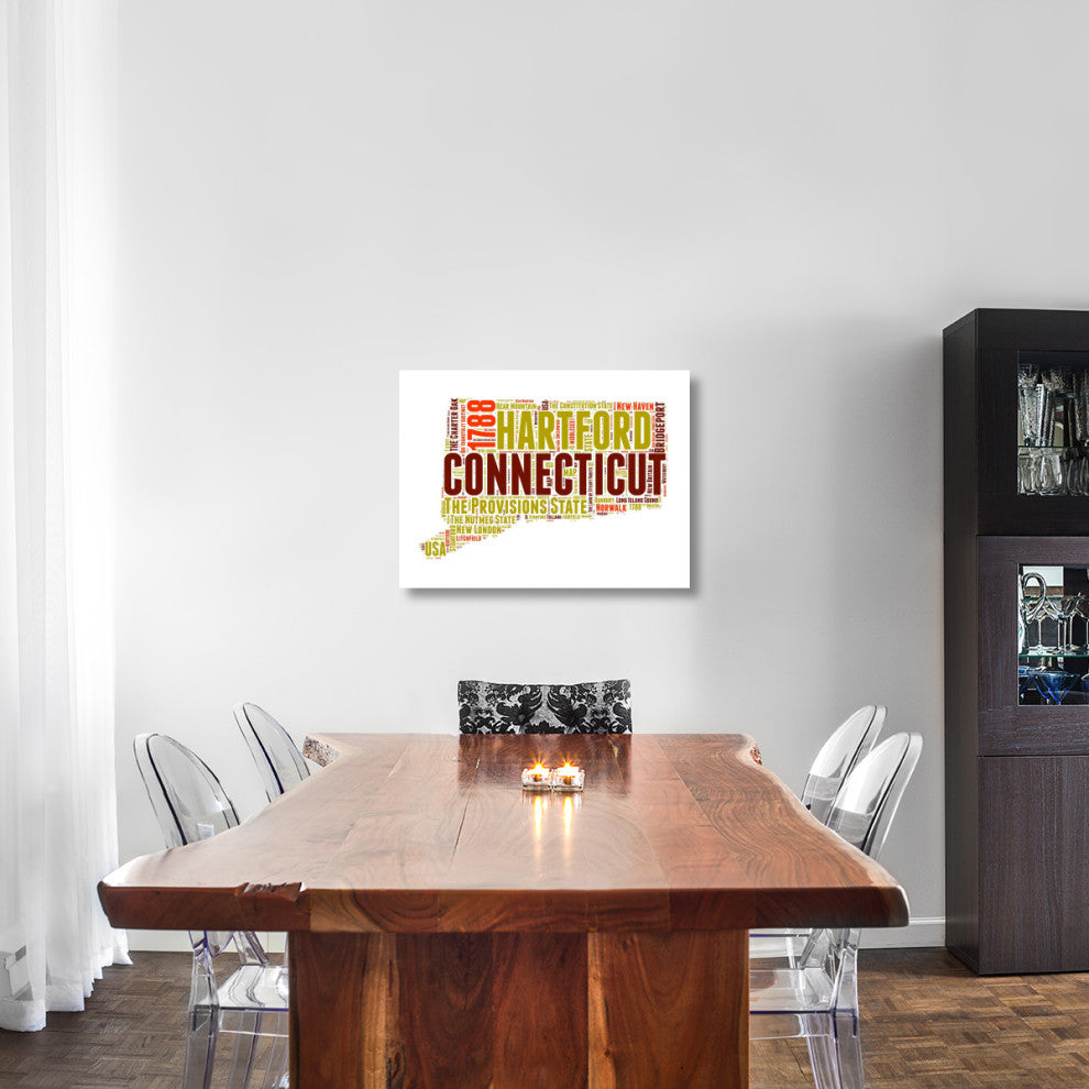 "Connecticut Word Cloud Map" Fine Art Print