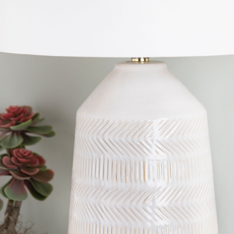 Sherie 3-Way Ceramic Table Lamp, White