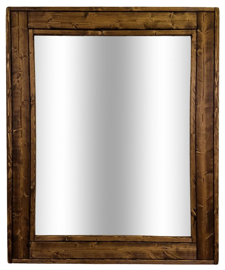 Herringbone Stained Vanity Mirror, Jacobean, 36"x30", Horizontal
