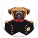 Boxer Dog In Military Uniform, Animal Disc Metal Wall Art, 23"