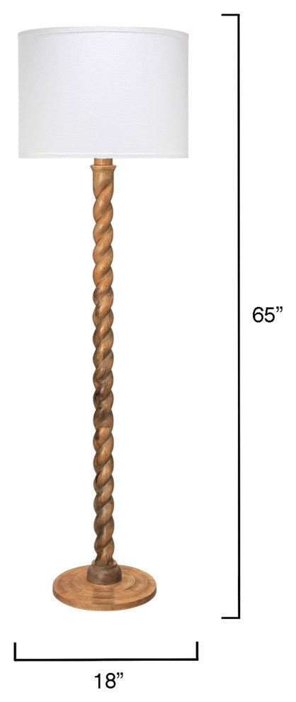 Barley Twist Floor Lamp, Natural Mango Wood