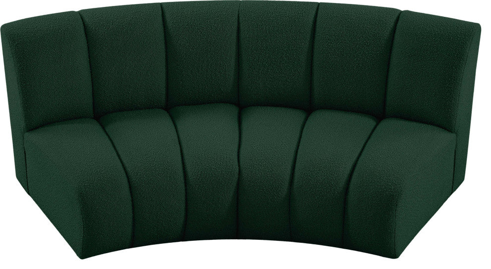 Infinity Black Boucle Fabric Upholstered Arc Shaped Modular Sectional, Green, 2-Piece, Arc-Shaped
