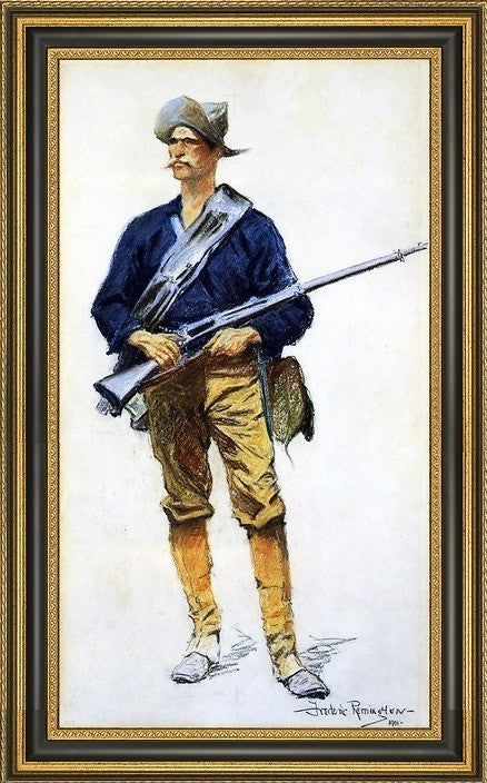 Frederic Remington Infantry Soldier Framed Premium Canvas Print, 15"x30"