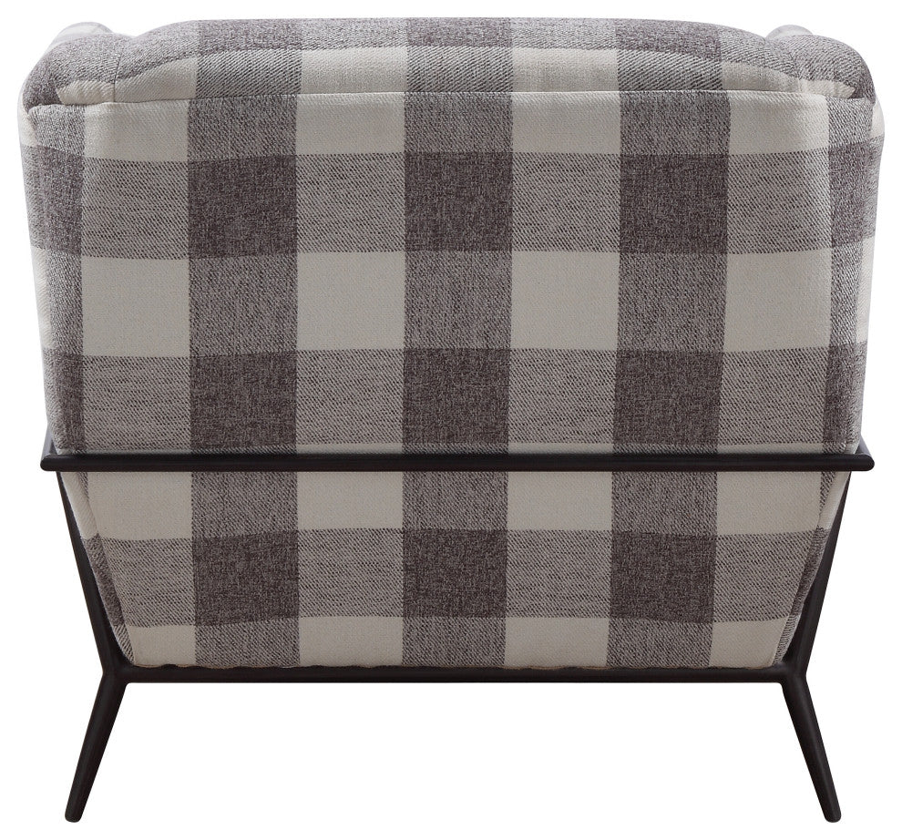 ACME Eben Accent Chair, Pattern Fabric and Cherry