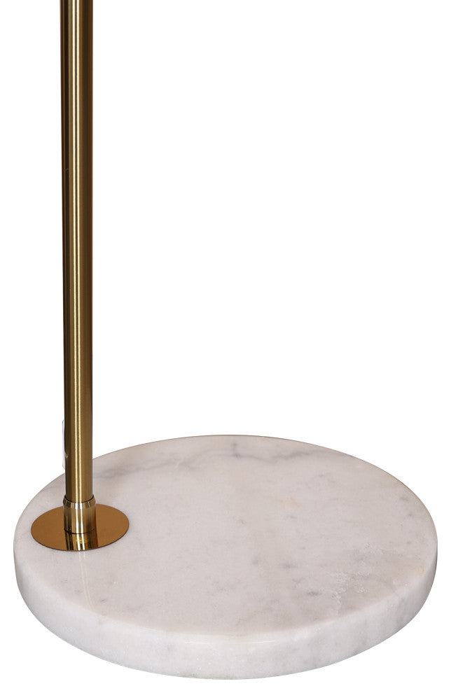 Leisuremod Arco Floor Lamp With White Marble Base and Metal Lamp Shade, Gold