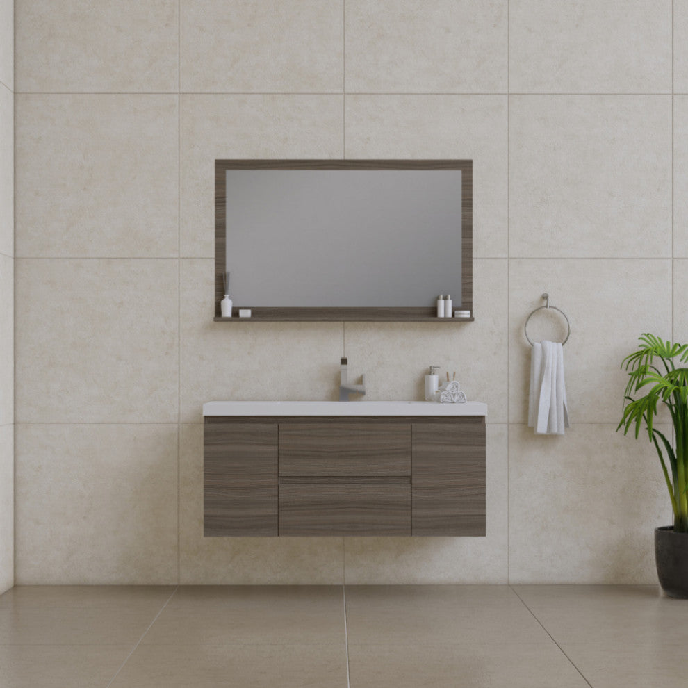 Paterno 48" Wall Mounted Bathroom Vanity, Gray