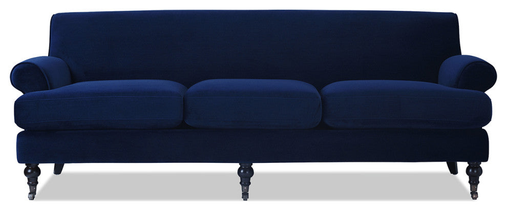 Alana Lawson 88" 3-Cushion Tight Back Sofa, Navy Blue Velvet