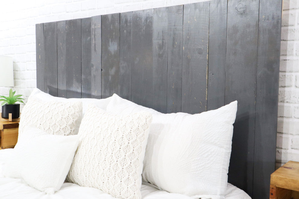 Handcrafted Headboard, Leaner Style, Gray, Twin