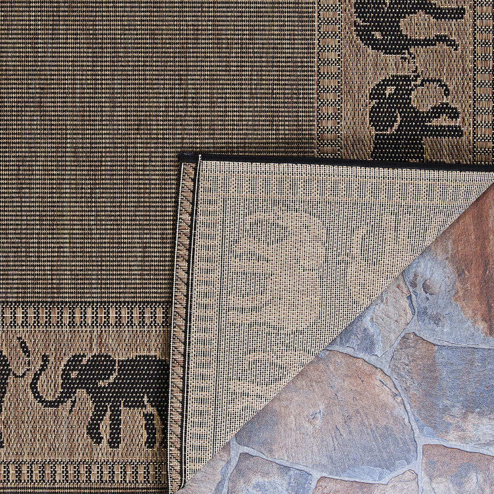 Couristan Recife Elephant Indoor/Outdoor Runner Rug, Cocoa-Black, 2'3"x7'10"