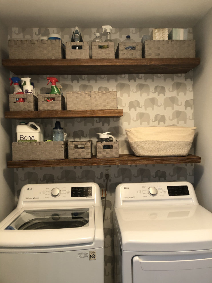 Rustic Floating Mountable Wood Shelf 3" Thick x 7" Deep, Pine, Medium Brown, 84"