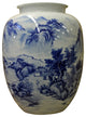 Chinese Blue and White Handpainted Mountain Tree Scenery Porcelain Vase cs2358