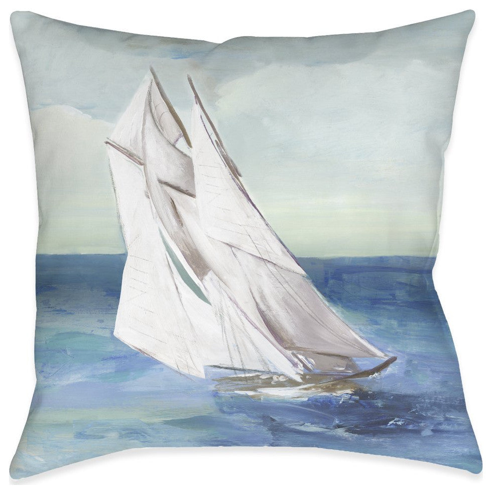 Laural Home Sail the Ocean Blue 18" X 18" Indoor Decorative Pillow