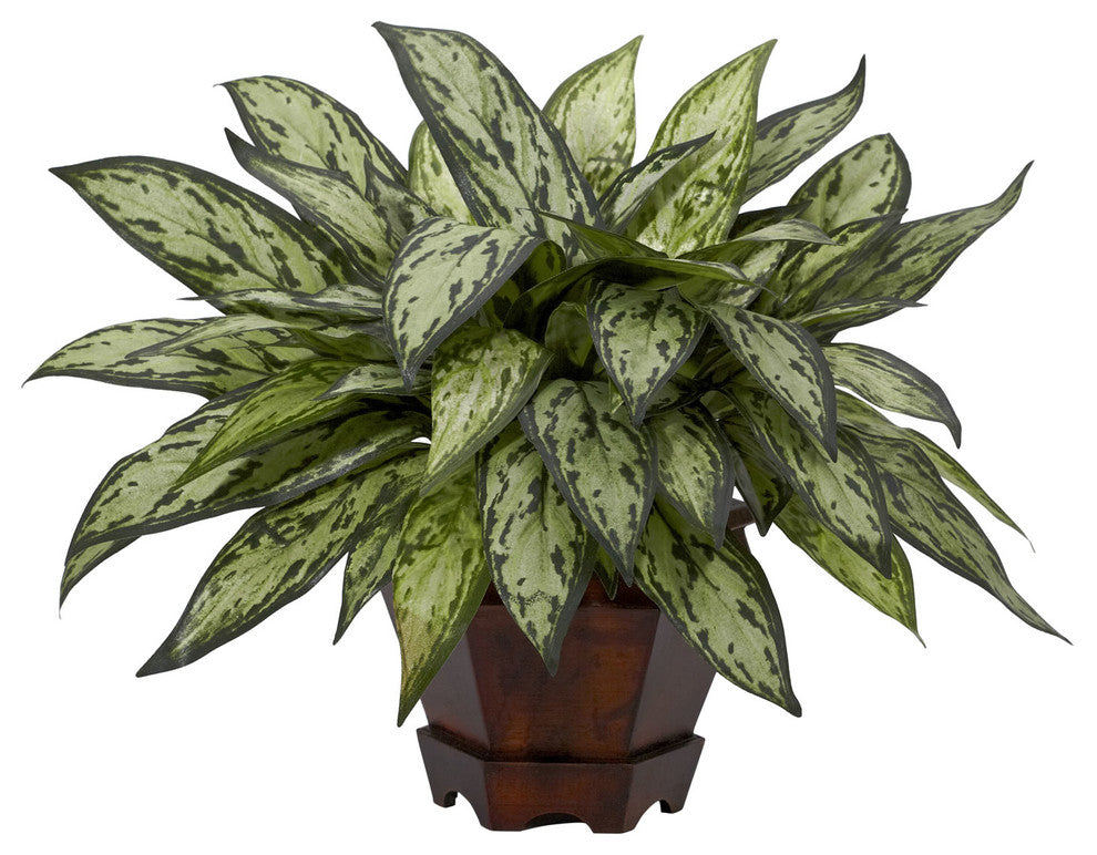 Triple Silver Queen With Hexagon Vase Silk Plant