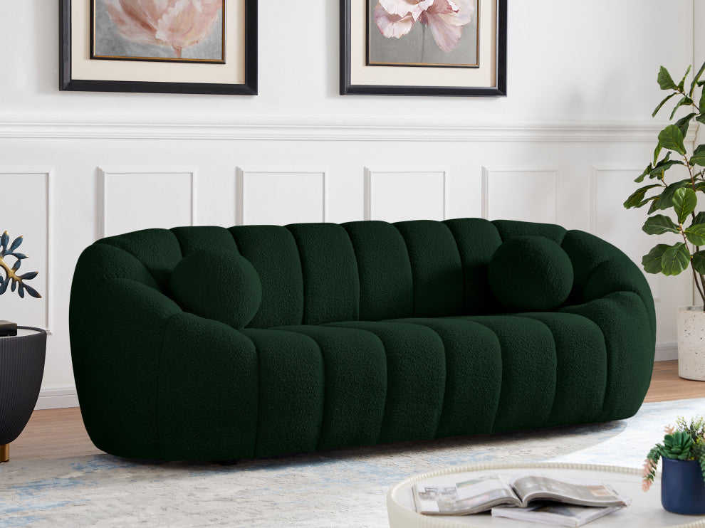 Elijah Boucle Fabric Upholstered Sofa, Green
