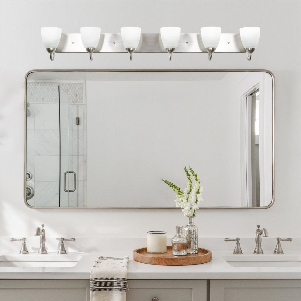 Kira Home Armada 49" Over Mirror / Bathroom Light, Frosted Glass Shades, Curved
