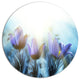 Blooming Blue Spring Flowers, Flower Disc Metal Artwork, 11"
