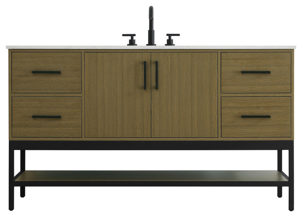 Home Living 60" Single Bathroom Vanity, Chestnut Brown