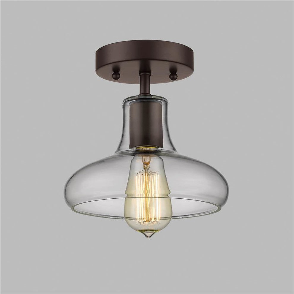Ironclad  1-Light Rubbed Bronze Semi-Flush Ceiling Fixture
