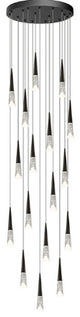 Modern Simple Crystal Staircase Chandelier Light, D24", Black