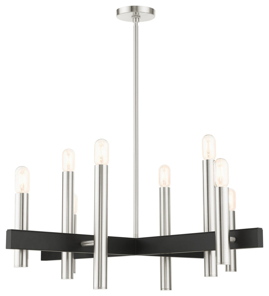 Brushed Nickel Mid Century Modern, Urban, Scandinavian, Chandelier