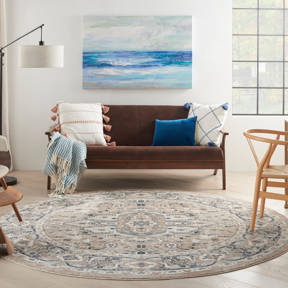 Nourison Quarry 7�10� x Round Beige Grey Farmhouse Indoor Rug