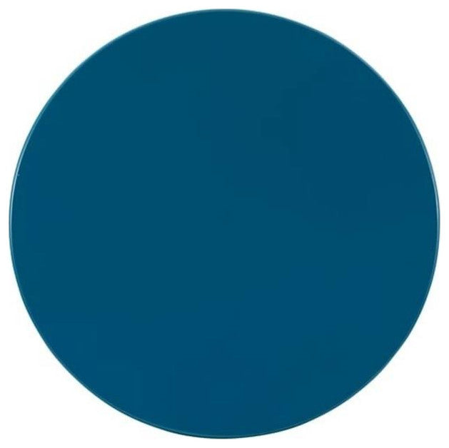 Bowery Hill Round Contemporary Wood End Table with Shelf in Blue