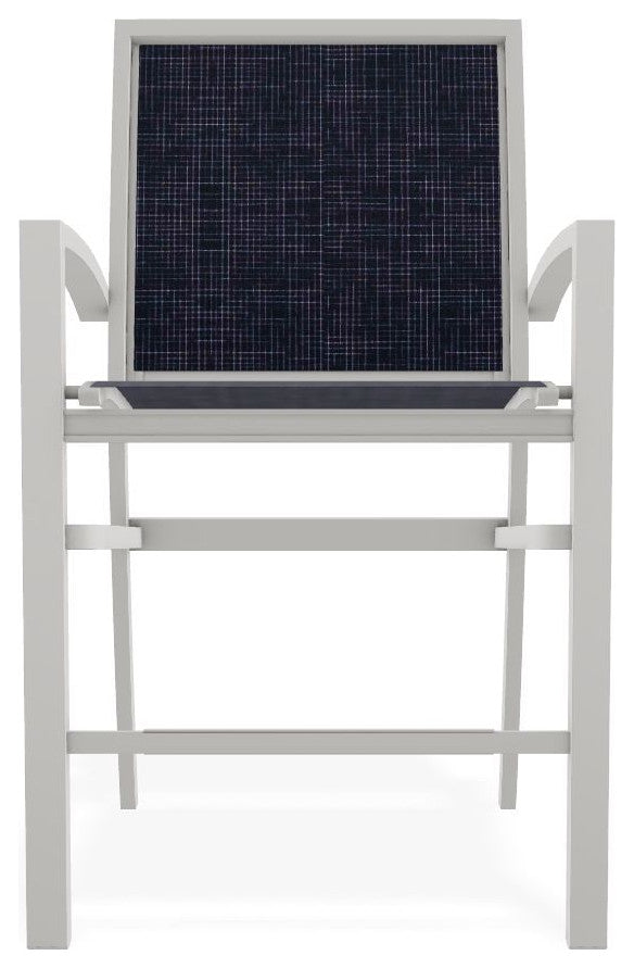 Kendall Sling Balcony Height Stackable Outdoor Stool, Moments Navy/Snow