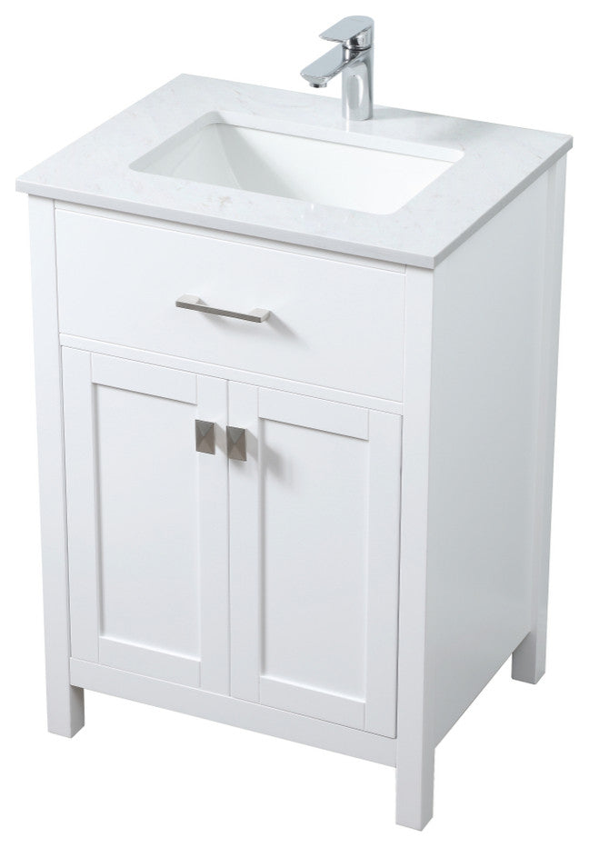 24" SIngle Bathroom Vanity, White