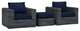 Canvas Navy Summon 3-Piece Outdoor Patio Sunbrella Sectional Set