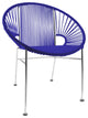 Concha Indoor/Outdoor Handmade Dining Chair, Deep Blue Weave, Chrome Frame