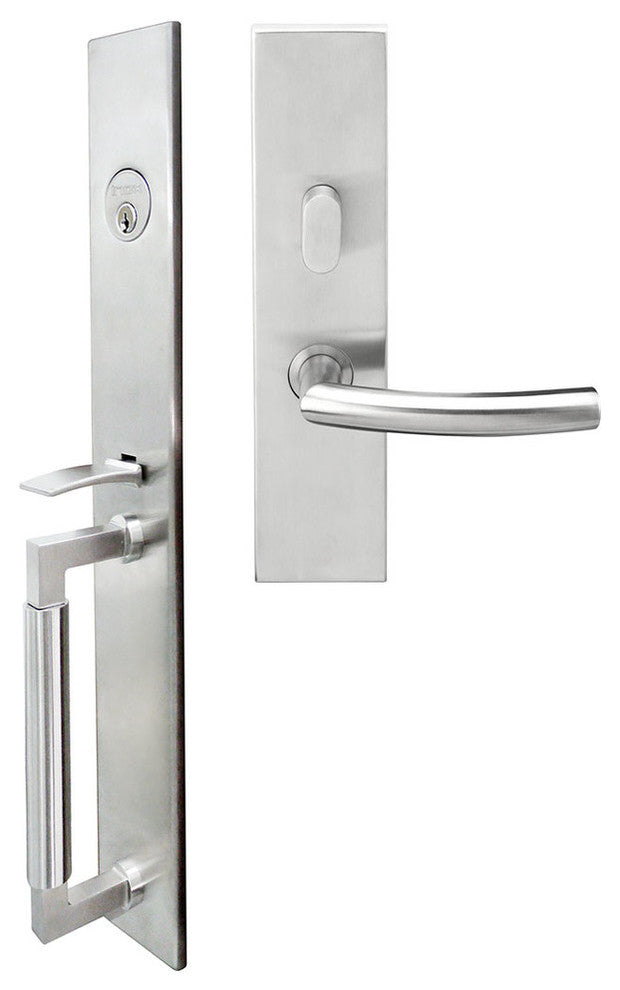 Oslo Lever, Mortise Entry Handleset, Right Hand Reverse, Satin Stainless Steel