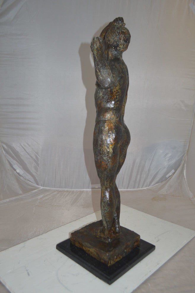 The Bronze Age Male bronze statue by Rodin replica -  Size: 12"L x 12"W x 36"H
