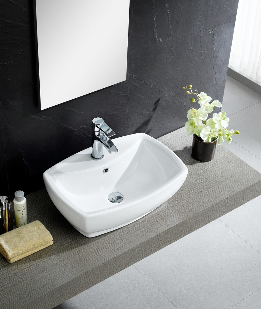Fine Fixtures White Vitreous China Modern Vessel Sink
