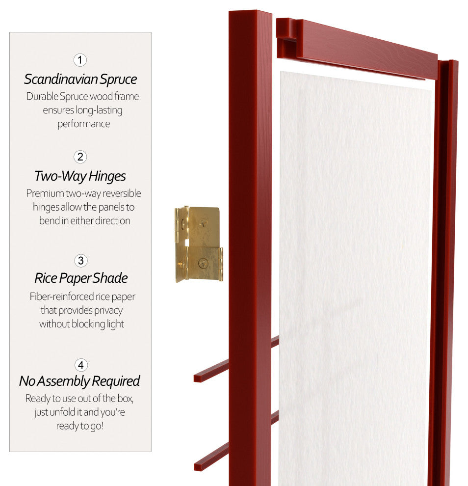 6' Tall Eudes Shoji Screen, Rosewood, 6 Panels