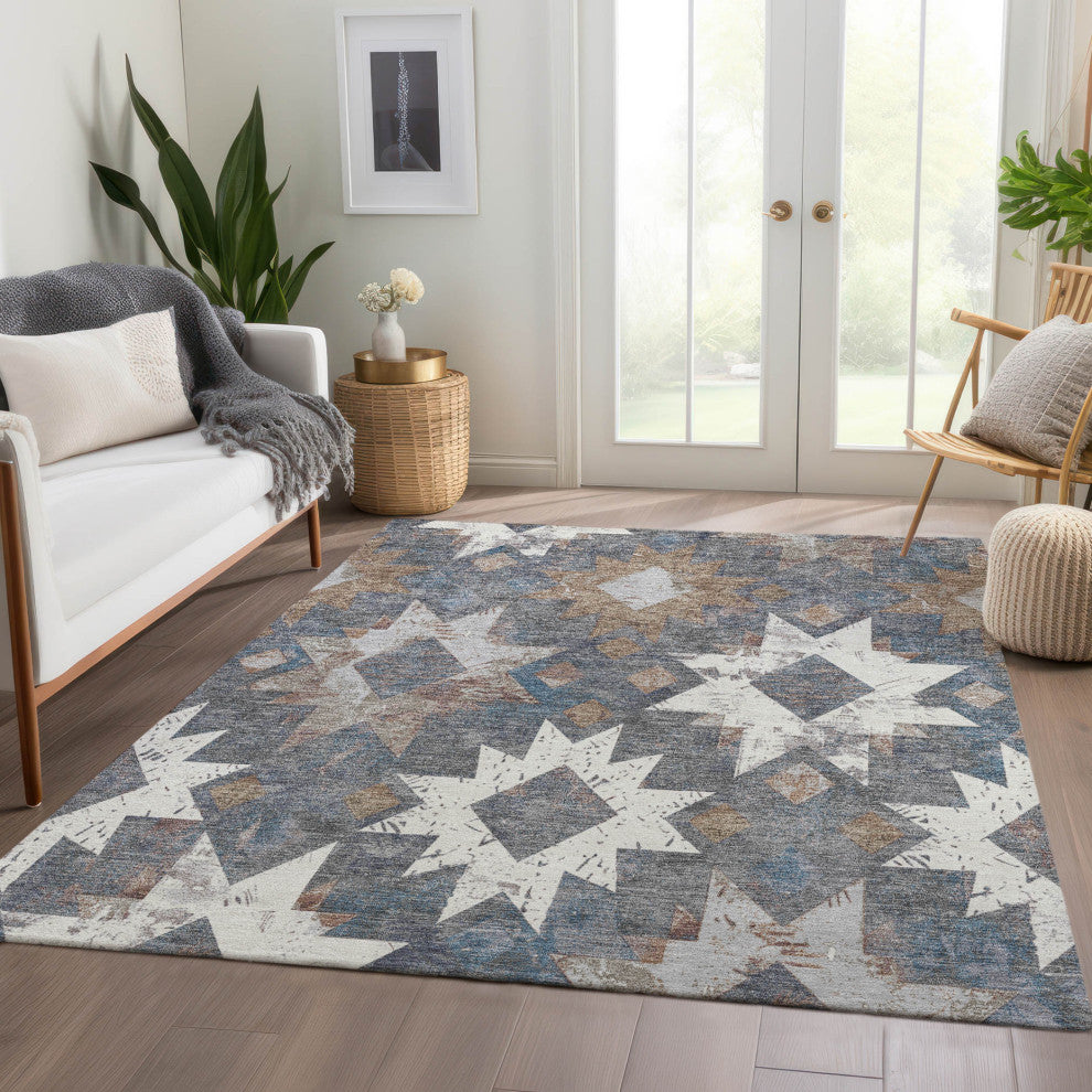 Machine Washable Indoor/Outdoor Chantille ACN1879 Gray 10' x 14' Rug