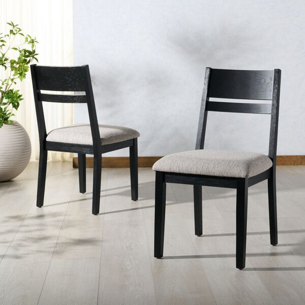 Safavieh Couture Bellalexa Wood Dining Chair, Black/Light Grey