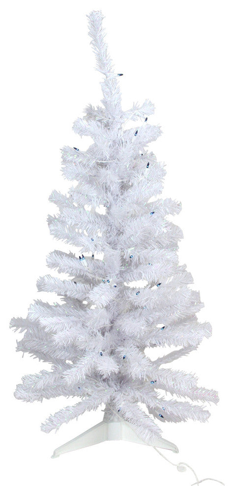 Iridescent Pine Tree 110 Tips 70 Blue Lights, White, 4'x24"